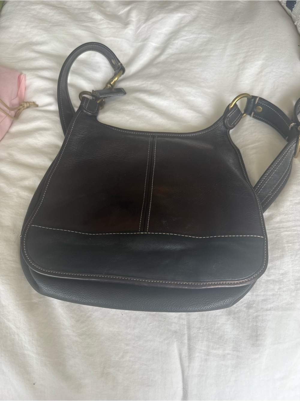 Coach Black Leather Turn-Lock Shoulder Bag - Picture 6 of 6